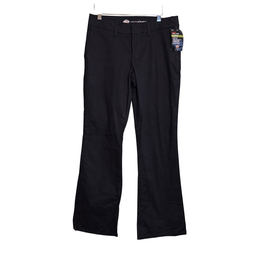 NWT Dickies Womens Mid Rise Slim Fit Boot Cut Stretch Twill Pants Black Size‎ 6R